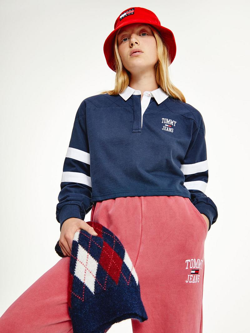 Női Tommy Hilfiger Organic Pamut Collegiate Polos Sötétkék | HU 271WNB